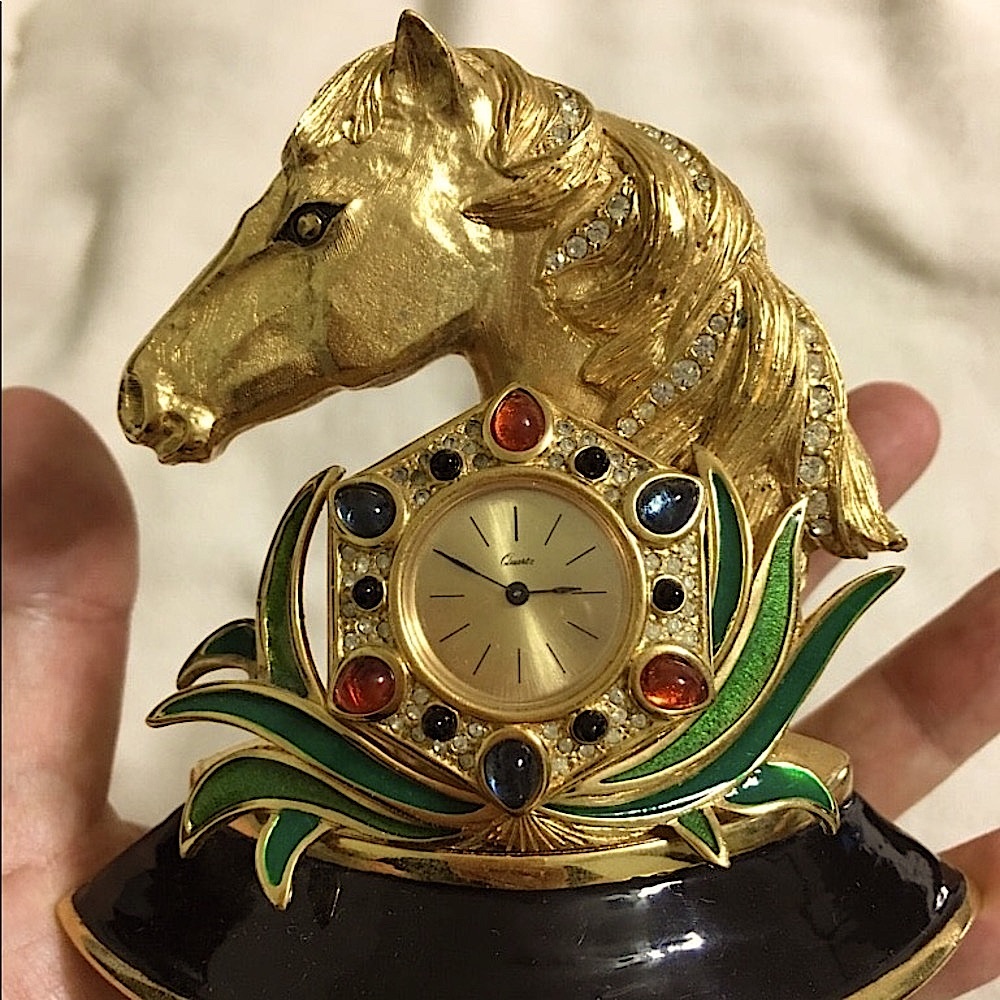 Antique Horse Head Table Clock - image 1